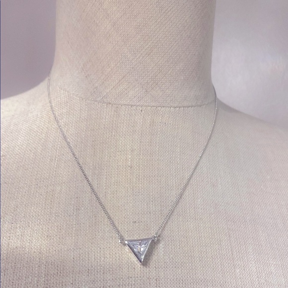 Jewelry - Elegant CZ Triangle Pendant Necklace
